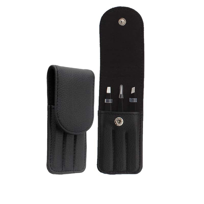 Three-piece eyebrow tweezers set