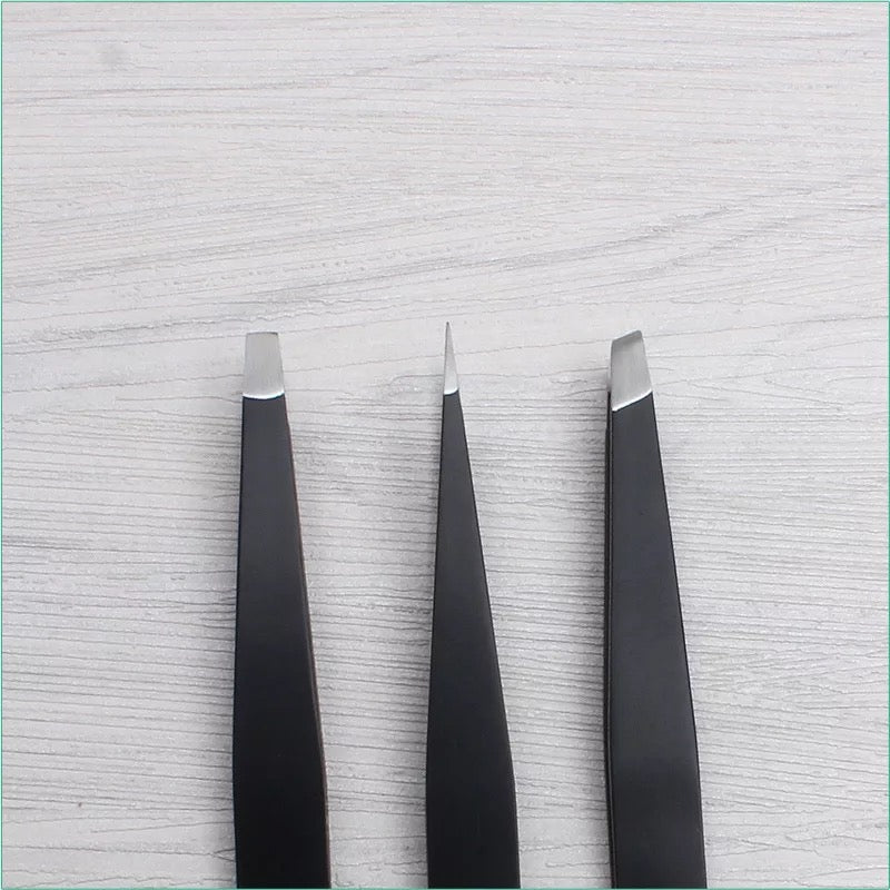 Three-piece eyebrow tweezers set